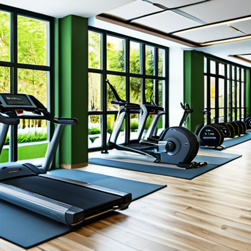 Vibrant Fitness Club Atmosphere**

"A brightly lit, modern fitness club interior, fully clothed people are exercising with smiles, comfortable lounge area with lush green plants and modern furniture in the background, appropriate content, safe for work, perfect anatomy, natural proportions, professional photography, high quality, modest clothing, professional setting."

**