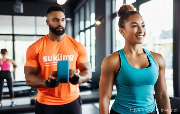 피트니스 경영사와 HR 관리 - Image Prompt 1: High-Tech Fitness Studio with Diverse Professionals**